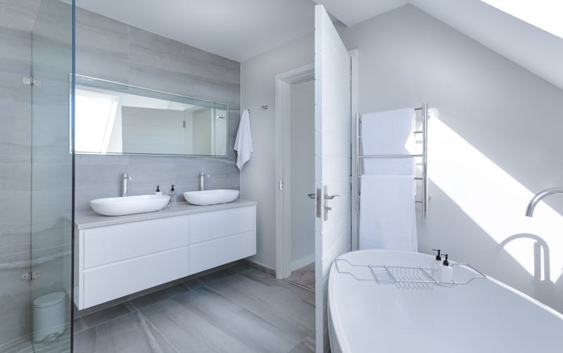 Modern bathroom with clean white fixtures